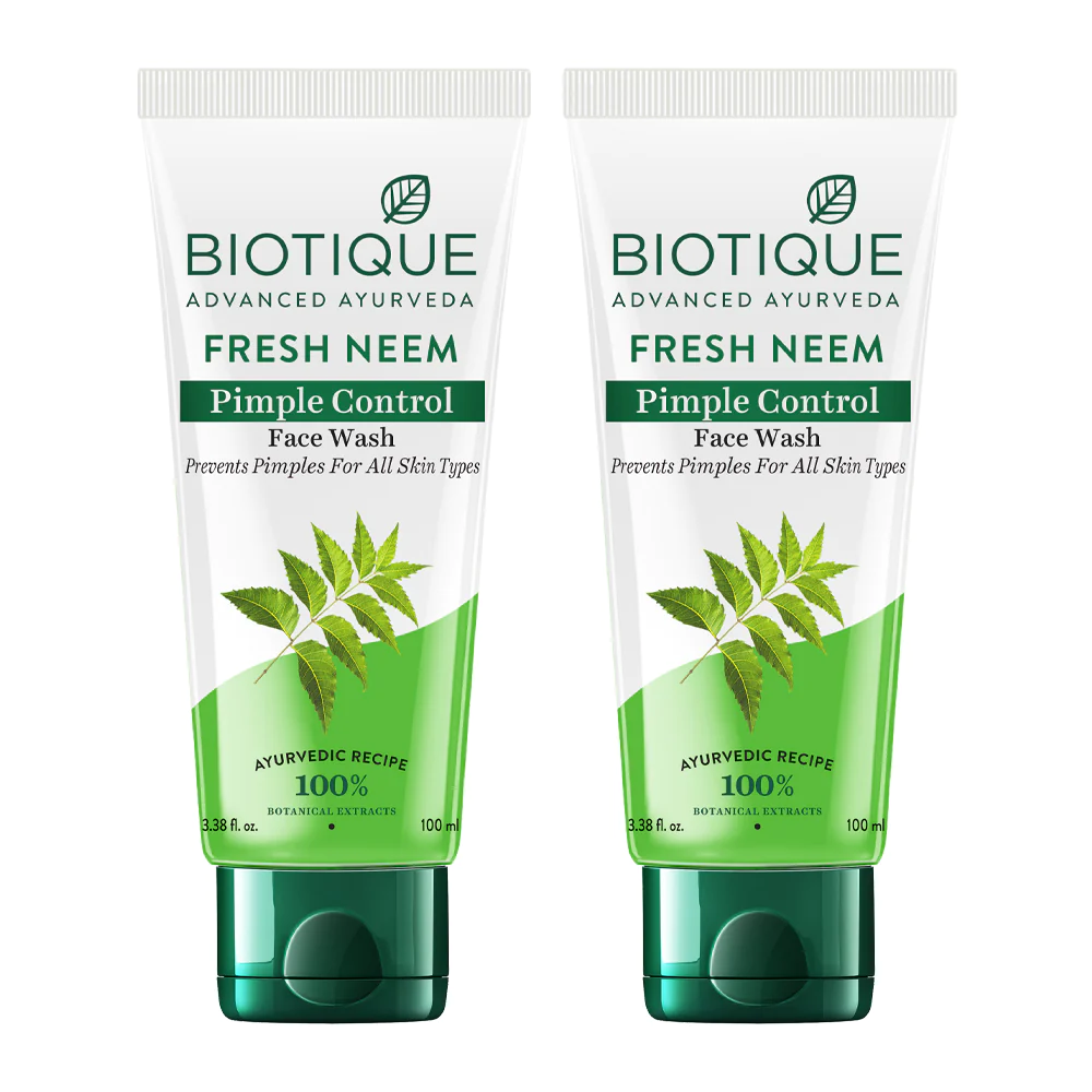 Biotique Pack Of 2- Fresh Neem Pimple Control Face Wash