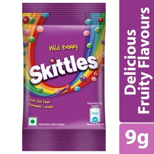 Skittles Wild Berry Bite Size Fruit Flavoured Candies Pack, 9 g