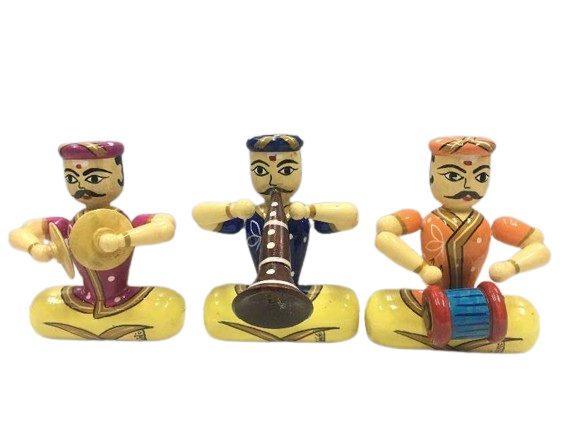 Wooden Karnataka Music Set Dolls  (Height – 13.5 cm ) -  Shree Channapatna Toys