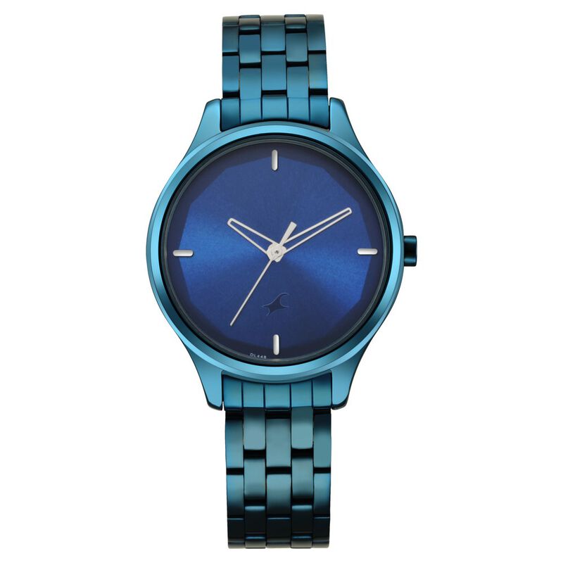 Fastrack Stunners Quartz Analog Blue Dial Metal Strap Watch for Girls