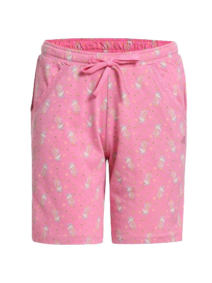 Jockey Girl's Super Combed Cotton Relaxed Fit Printed Shorts with Side Pockets