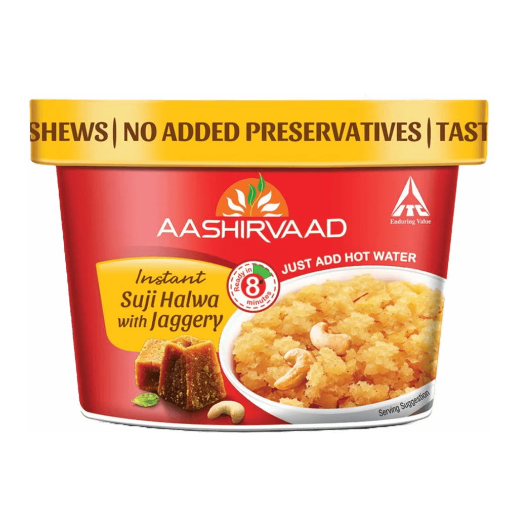 AASHIRVAAD INSTANT MEALS SUJI HALWA WITH JAGGERY CUP 70G
