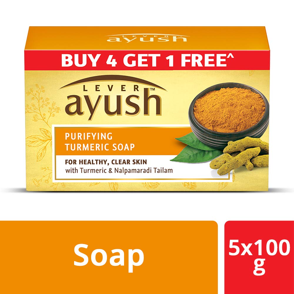 Ayush Purifying Turmeric  Soap 100gx5 Buy 4 Get 1 free