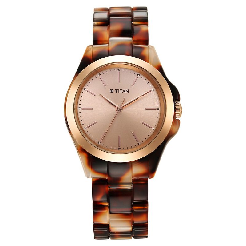 Titan Fashion Acetate Rose Gold Dial Analog Acetate Strap Watch for Women