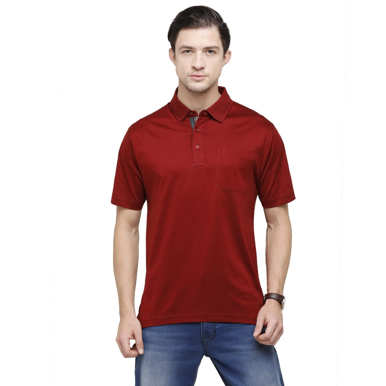 T-shirt Classic Polo Men's Solid Polo Neck Authentic Fit 100% Cotton T-Shirt | Sedos - Syrah