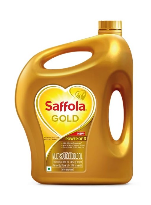 Saffola Gold Refined Oil|Blend of Rice Bran Oil & Sunflower Oil|Cooking Oil|Pro Healthy Lifestyle Edible Oil 2 Litre Jar