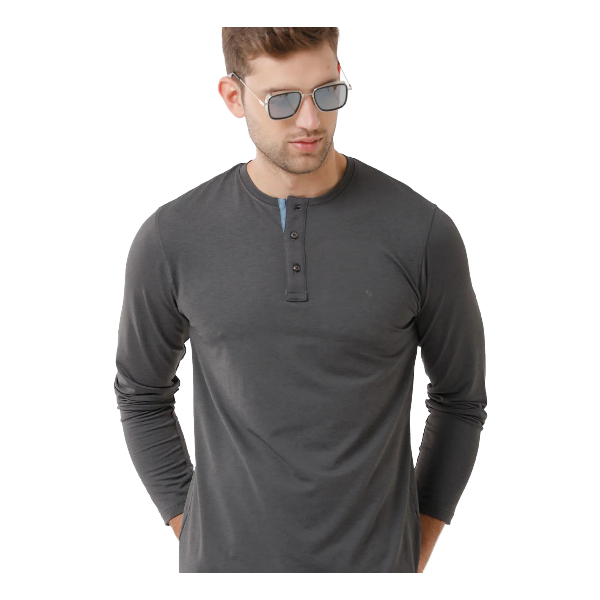 Classic Polo Mens Cotton Full Sleeve Solid Slim Fit Round Neck Black Color T-Shirt | Verno 306 A