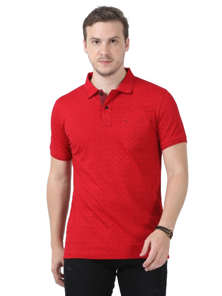 Classic Polo Men's Printed Red Cotton Half Sleeve T-Shirt | BELLO - 254 A SF P