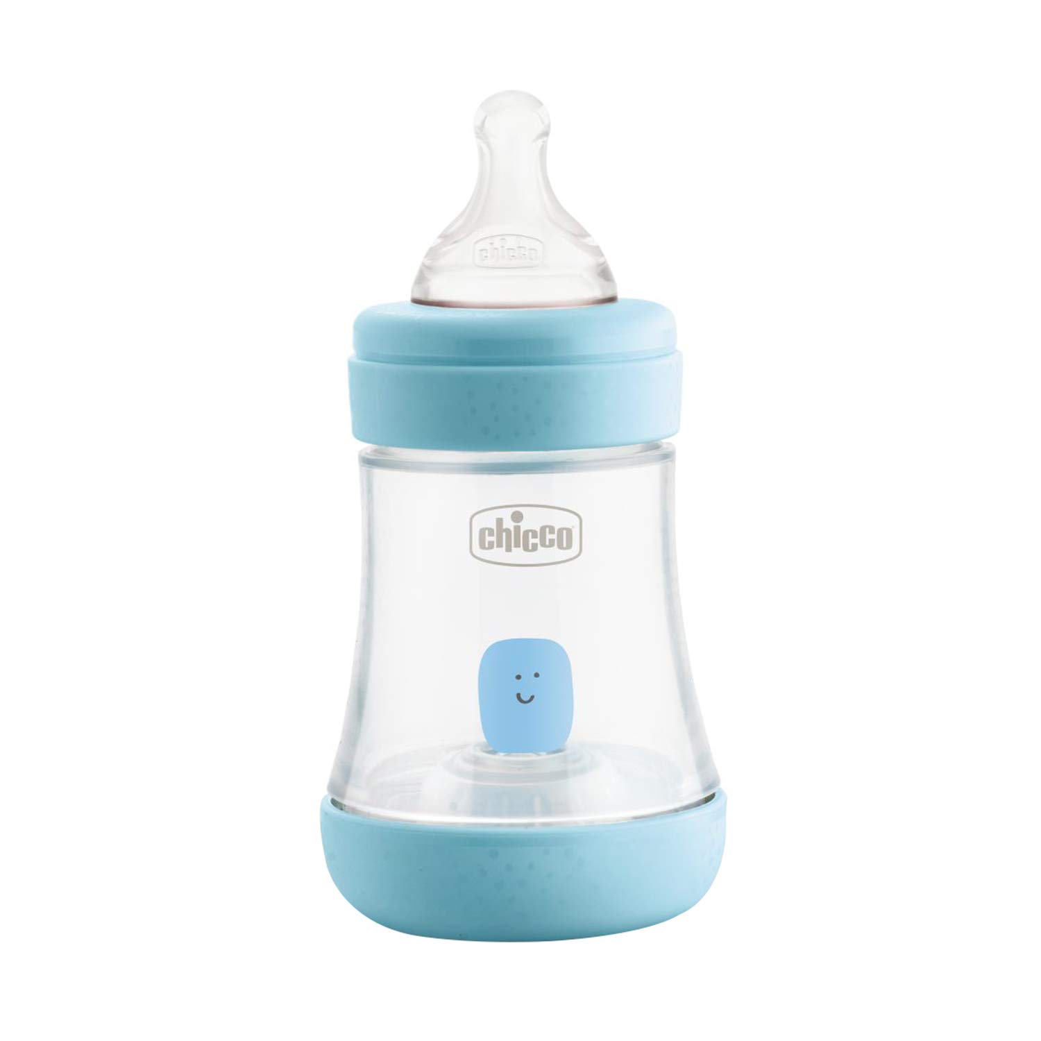 Chicco Perfect 5 150ml Biofunctional Feeding Bottle, Advanced Anti-Colic System, BPA Free, Hygienic Silicone Teat (Blue)