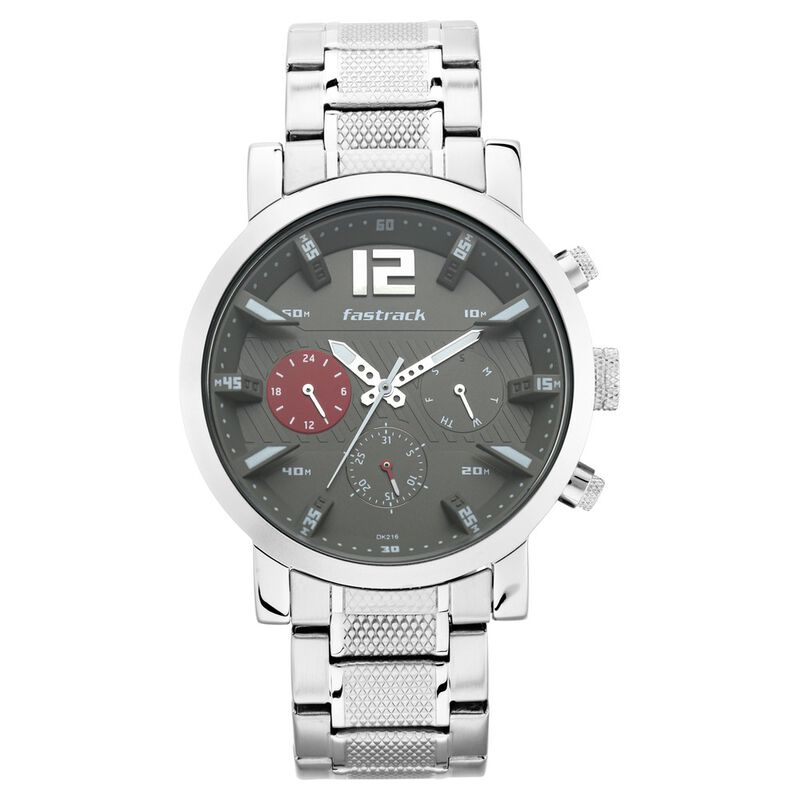 Fastrack Fastfit Quartz Multifunction Grey Dial Stainless Steel Strap Watch for Guys