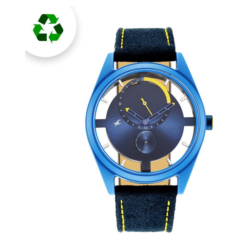 Fastrack Revibe Quartz Multifunction Blue Dial Fabric Strap Watch for Guys