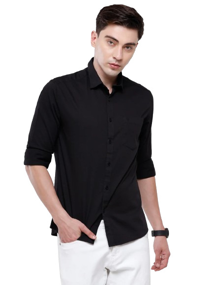 Classic Polo Men's Cotton Light Black Solid Full Sleeve Shirt - Zeus Black