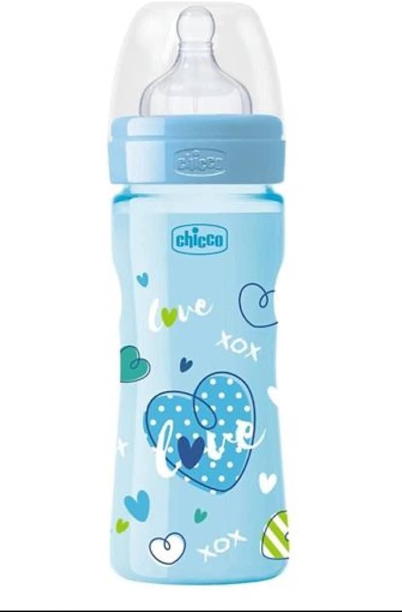 chicco baby bottle 250 ml 2 month with Silicon Teat - blue