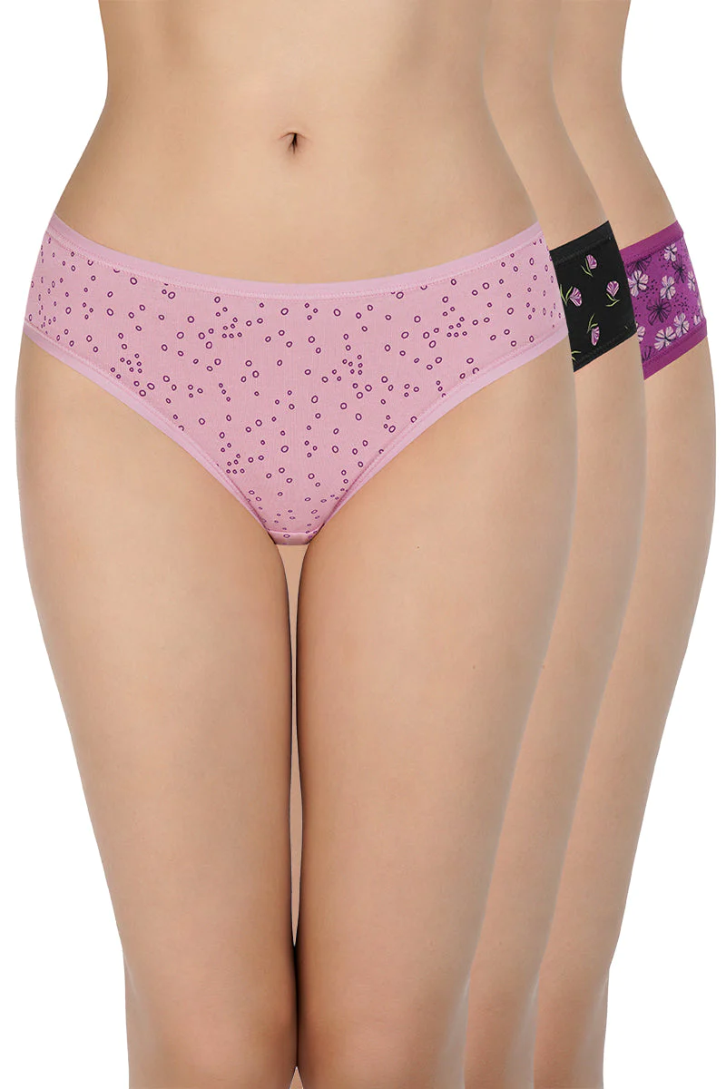 Amante  Printed Mid Rise Bikini Panty (Pack of 3)-C437 PRINT