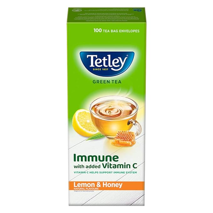 Tetley Green Tea Immune with Added Vitamin C, Lemon and Honey,