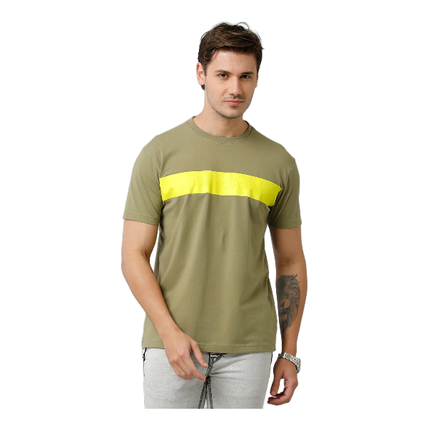 Classic Polo Men's Cotton Half Sleeve Printed Slim Fit Round Neck Yellow Color T-Shirt | Baleno - 508 A