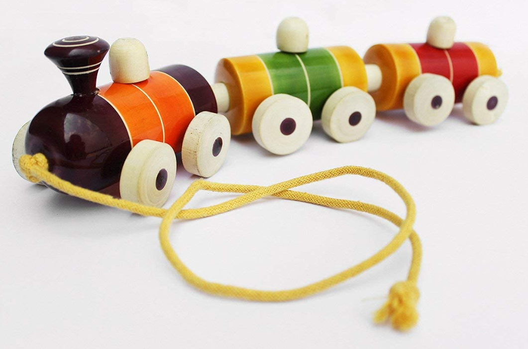 Wooden Goods Train Pull Along Toy for Kids - Shree Channapatna Toys