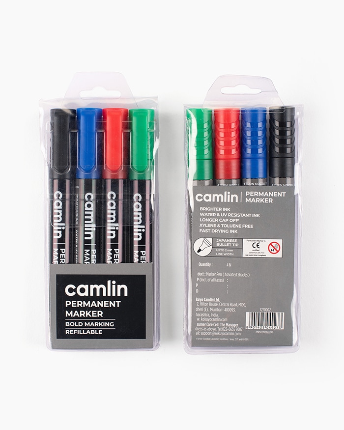 Camlin  Permanent  Markers  Assorted  pouch  of  4  shades
