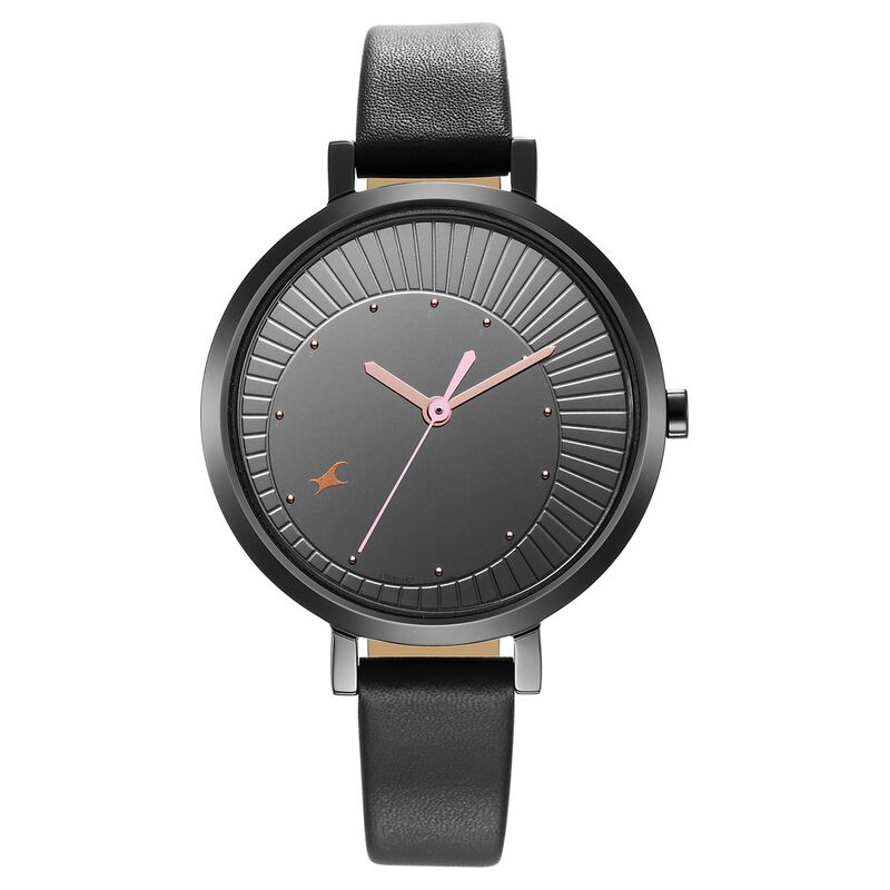 Fastrack Style Up Black Dial Leather Strap Watch for Girls