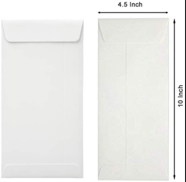 Ravi Envelope - White, 27 x 11 cm, 50 pcs (10.5 X 4.5 Inches)