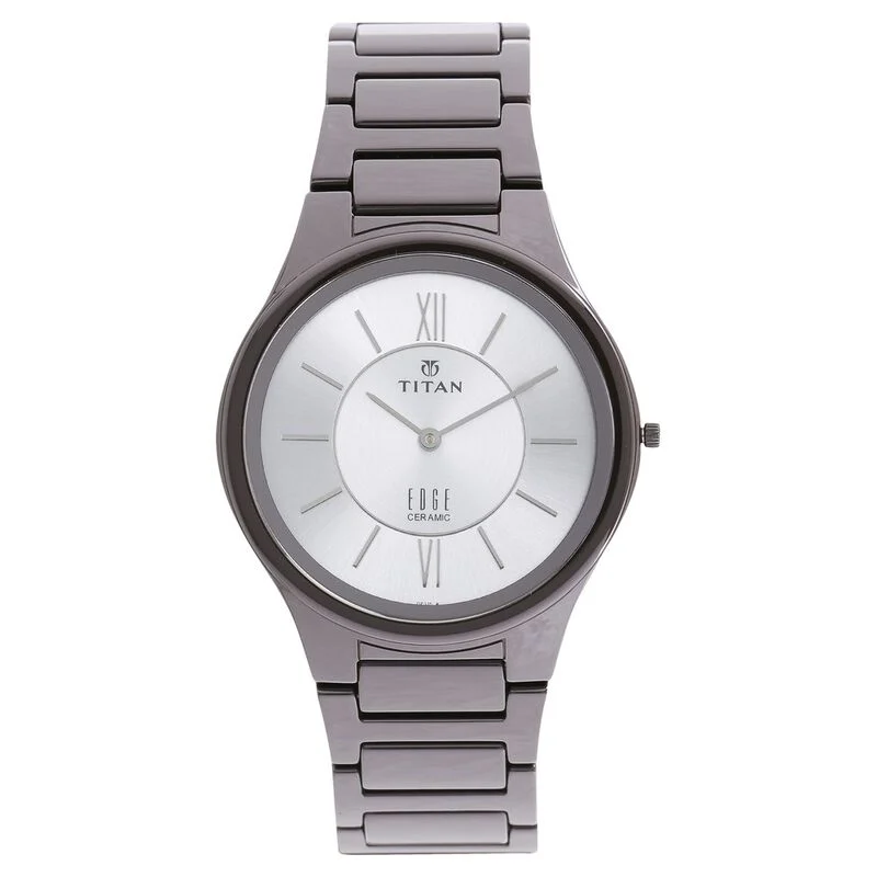 Titan Edge Ceramic Silver Dial Analog Ceramic Strap watch for Men