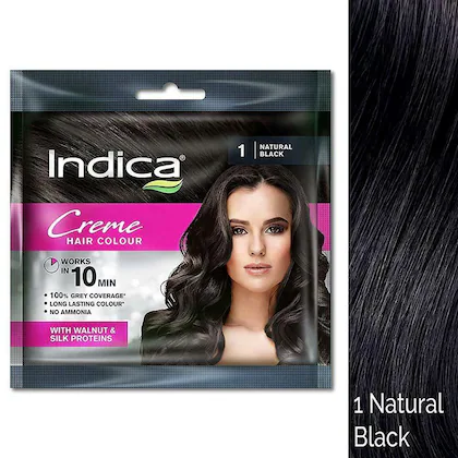 Indica 10 Minute Creme Hair Colour, Natural Black 20ml