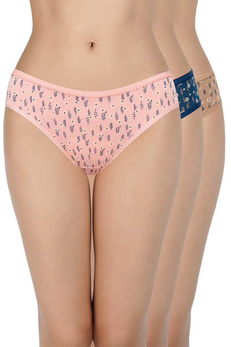 Amante  Printed Mid Rise Bikini Panty (Pack of 3)-C439 PRINT