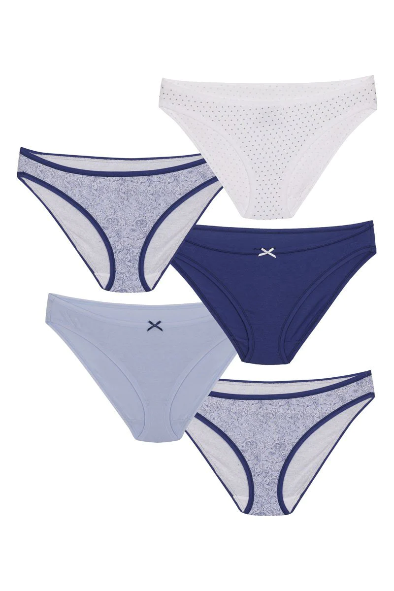 Amante every de Assorted Low Rise Bikini (Pack of 5) - Mixed Combo 2