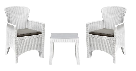 Nilkamal Breeze Outdoor Set of 1 Center Table with Glass and 2 Chairs with Cushion