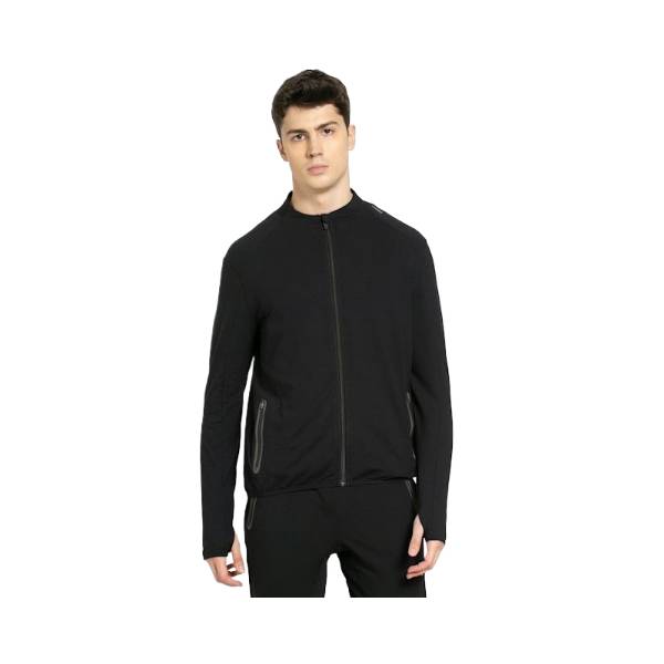 Men's Soft Touch Microfiber Elastane Stretch Thumbhole Jacket with Stay Dry Treatment - Black