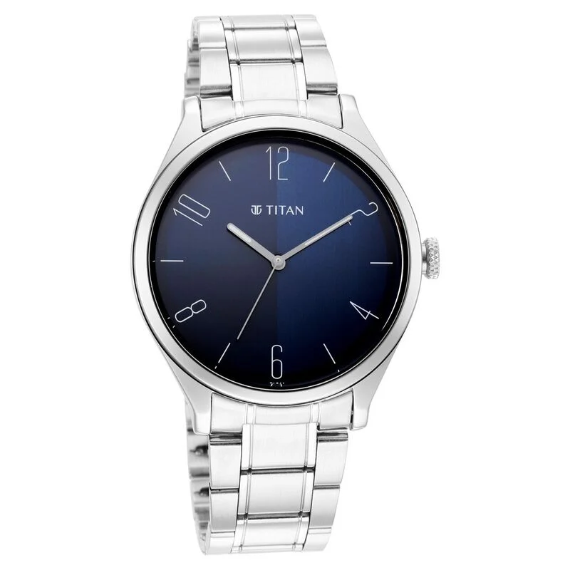 Titan Quartz Analog Blue Dial Stainless Steel Strap Watch for Men