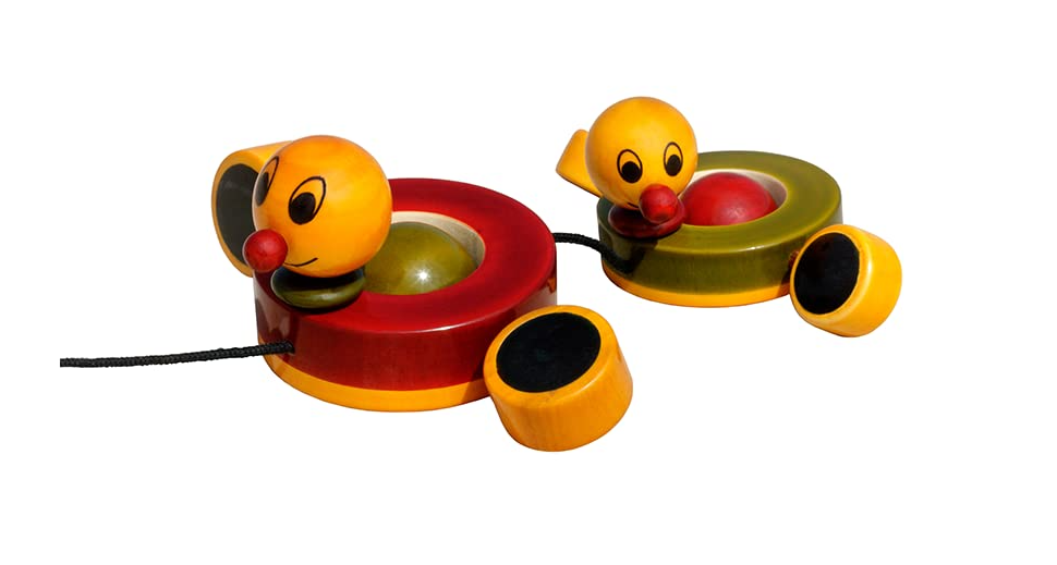 Wooden Duck with Wheel (2Ducks) Pull Along - Shree Channapatna Toys