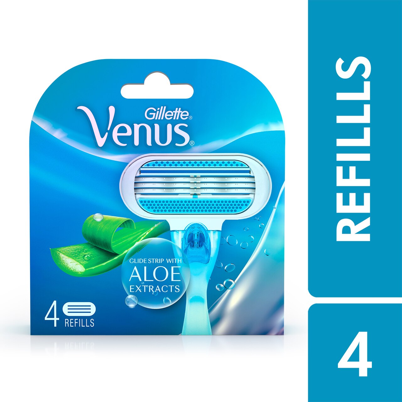 Gillette Venus Hair Removal Razor Blades/Refills/Cartridges for Women, 4 Pieces (Aloe Vera)