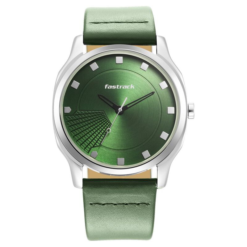 Fastrack Stunners Quartz Analog Green Dial Leather Strap Watch for Guys