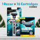 Gillette Mach3 New Blade Razor  1 Count with Gillette Mach3 Shaving 3-Bladed Cartridges Pack of 16