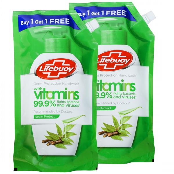 Lifebuoy Neem & Aloe Vera  100% Better Skin Protection Handwash 675ml  Buy1Get1