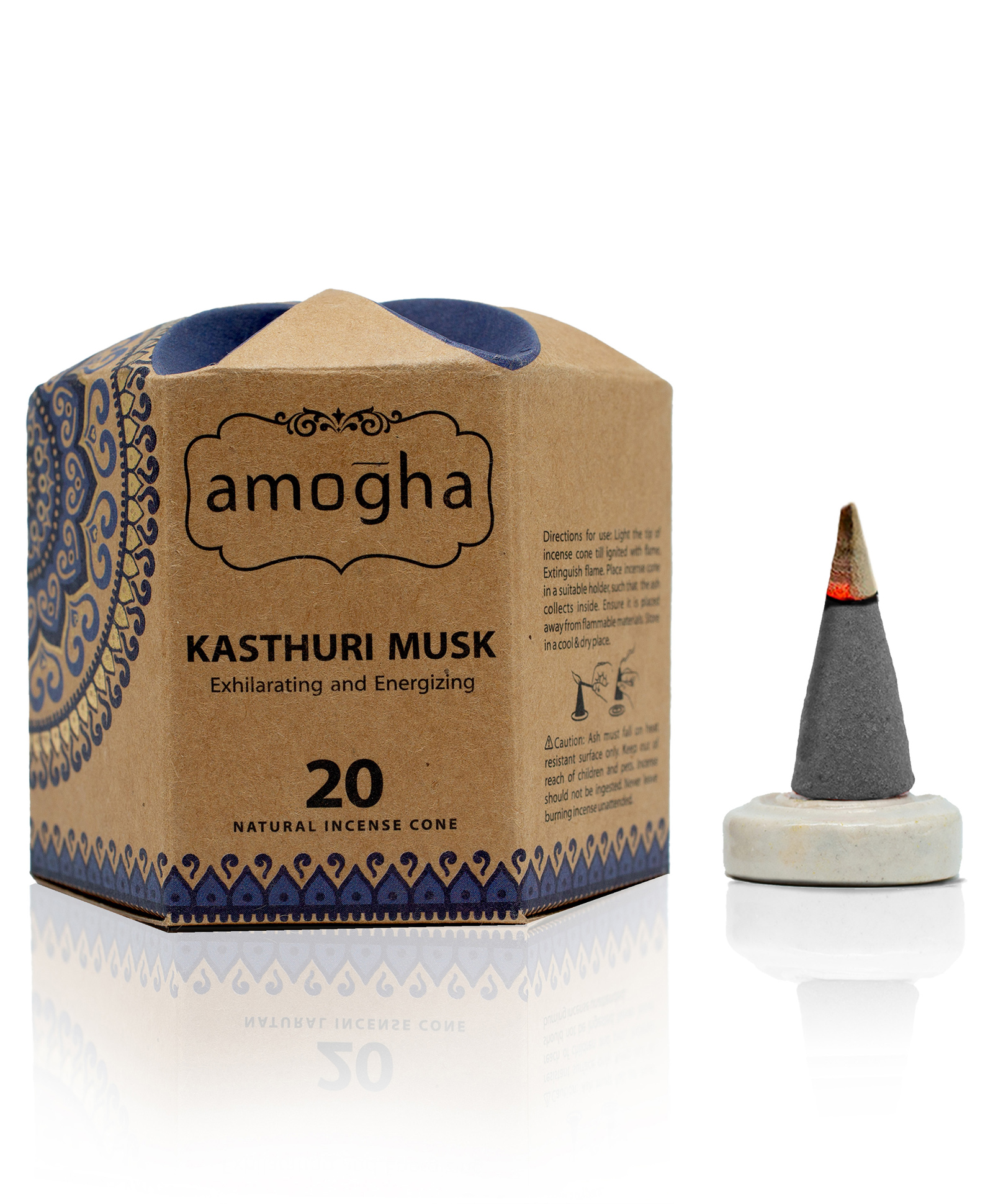 Amogha Incense Cone In A Hexa Krafted Box - Fragrance Kasthuri Musk