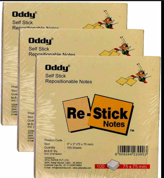 Oddy RE-Stick Notes - 8 x8 cm, 100 sheets