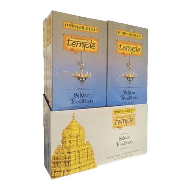 Mangaldeep Temple Diya Silver Tradition Agarbatti 50 Sticks - Pack of 6