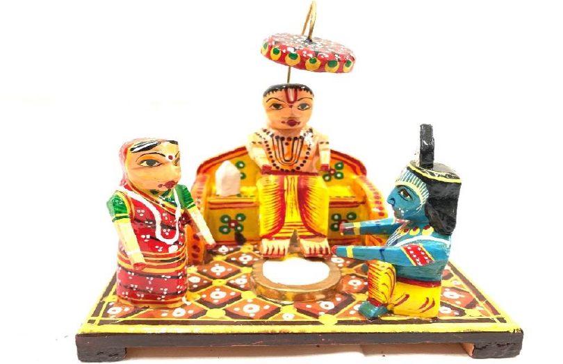 Wooden Krishna Sudhama Idol (Height -12cm) (Width-13cm)