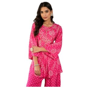 Divena Pink Digital Print Gota Work Pure Muslin Co-ord Set