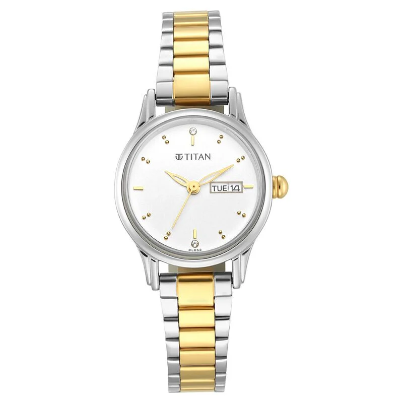 Titan Lagan Silver Dial Women Watch With Metal Strap