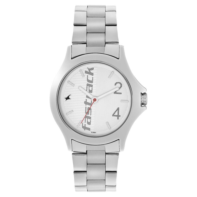 Fastrack Quartz Analog White Dial Stainless Steel Strap Watch for Guys