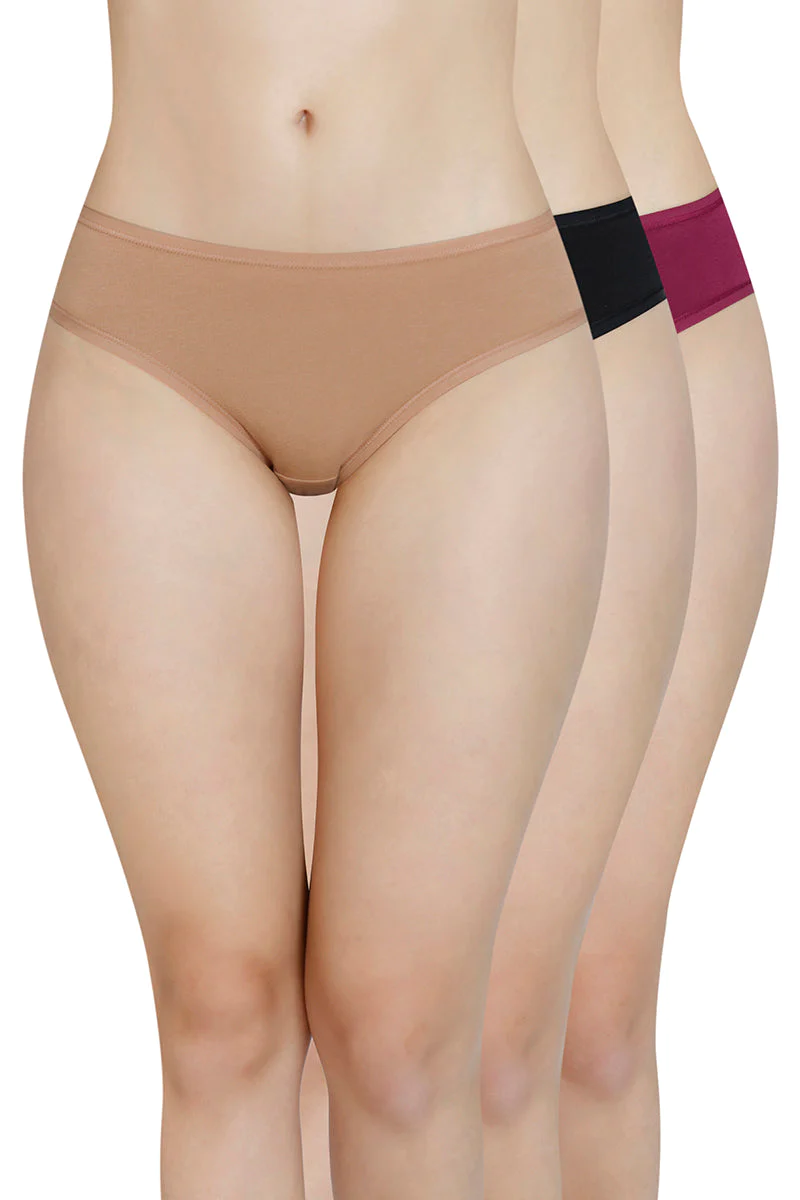 Amante  Solid Low Rise Bikini Panty (Pack of 3)-C407 Solid