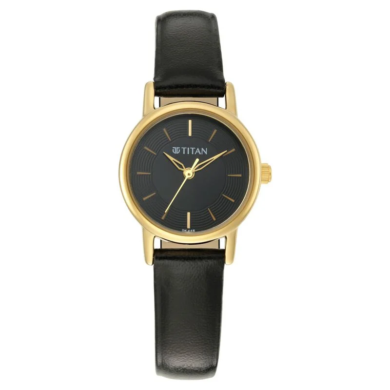 Titan Quartz Analog Black Dial Leather Strap Watch for Women