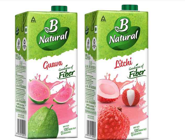 B Natural Guava Juice, 1 litre + B Natural Litchi, 1 litre - Goodness of fiber