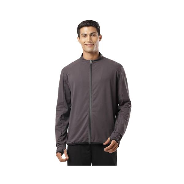 Men's Soft Touch Microfiber Elastane Stretch Thumbhole Jacket with Stay Dry Treatment - Obsidian