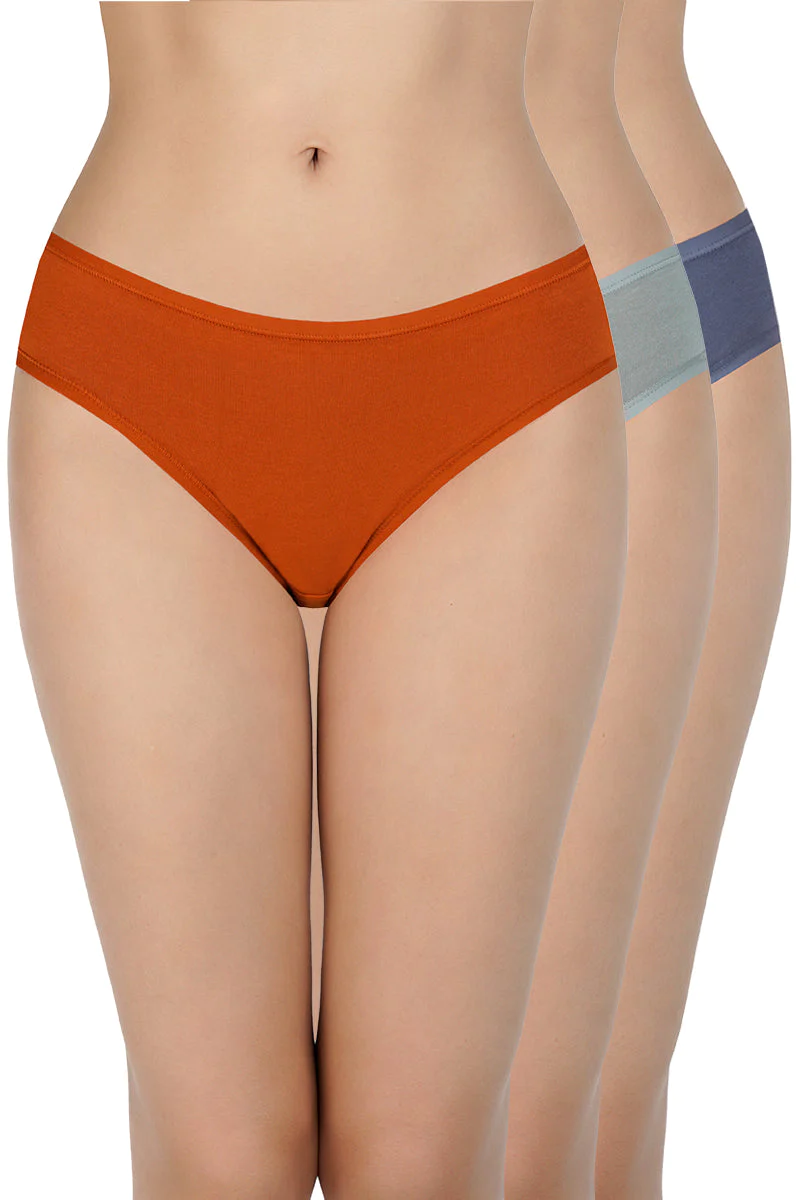 Amante  Solid Low Rise Bikini (Pack of 3)-C383 Solid