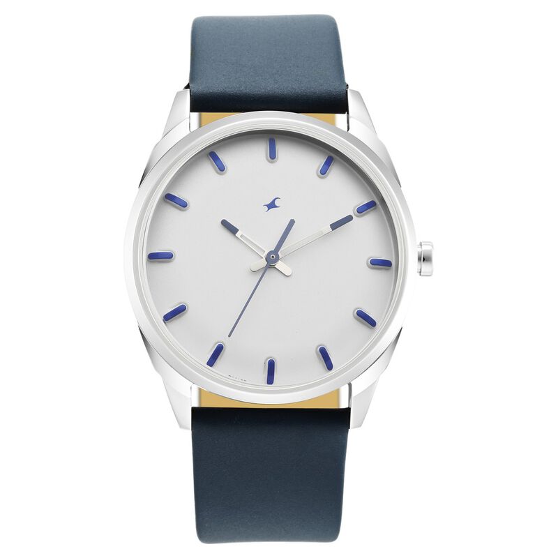 Fastrack After Dark White Dial Leather Strap Watch for Guys