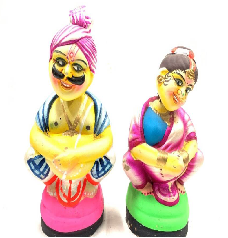 Wooden Marvadi Pair with Spring (Height -25cm)